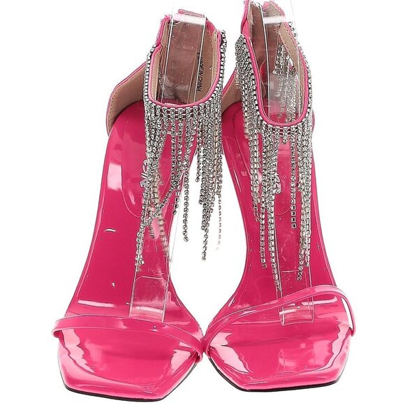 ASOS Public Desire Redemption heeled sandals with rhinestone fringe in pink us 6 - Picture 6 of 6